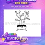 Free Prickly Pear Cactus Free Dripping Paint Pot Outline Free SVG - Instant Download