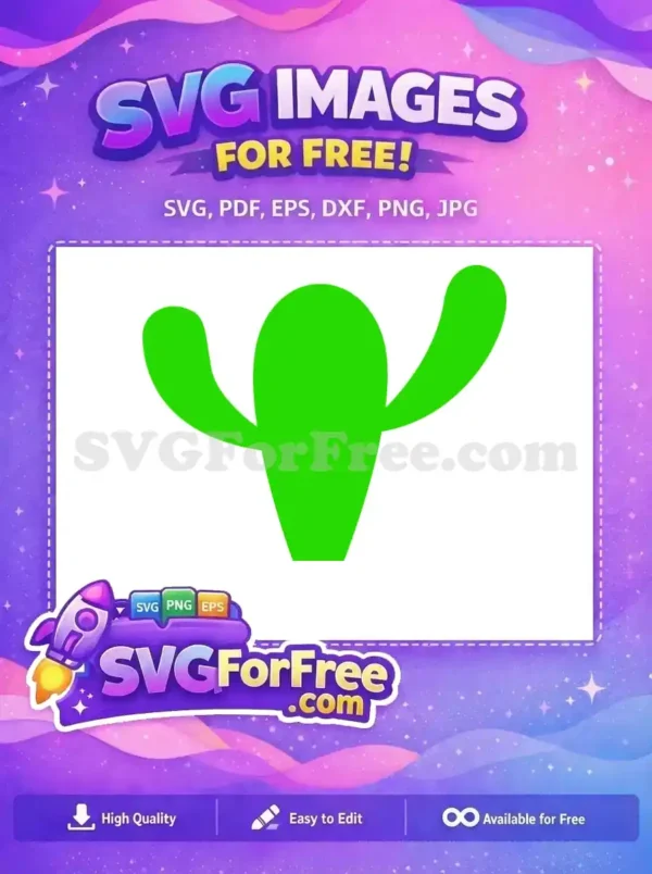 A simple, bright green cactus icon with two upward-curving arms, a fantastic free design for various uses.
