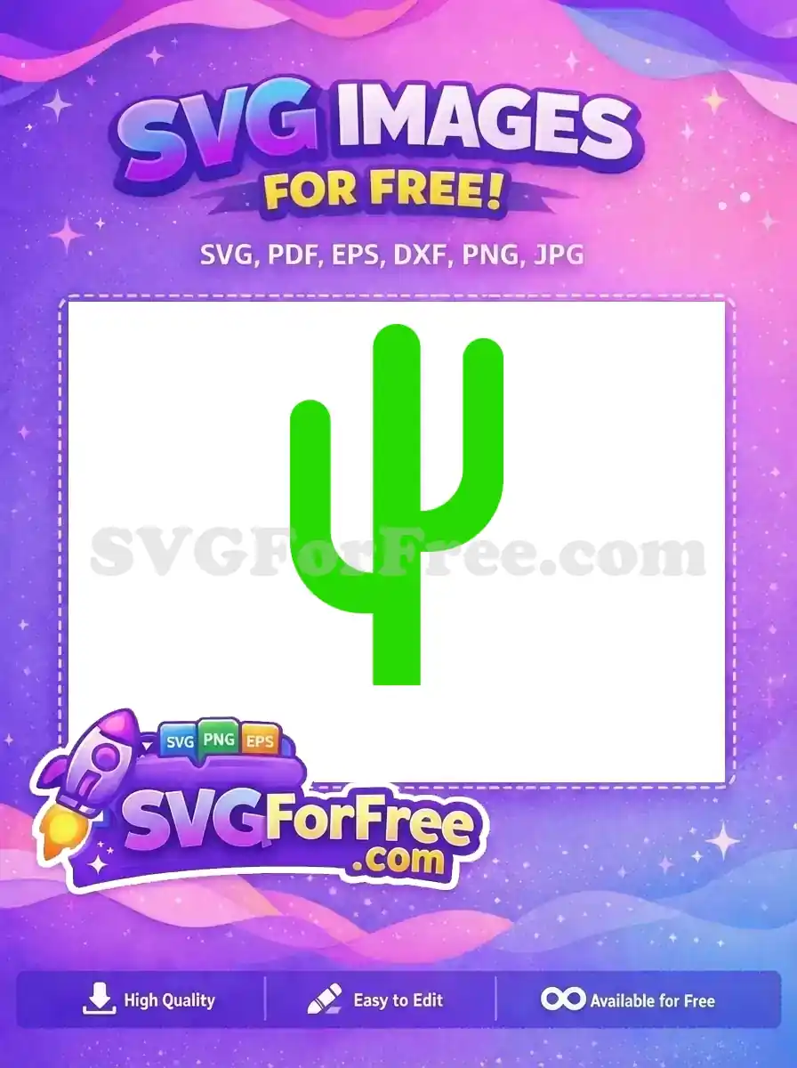 A vibrant green, minimalist free cactus SVG icon. Perfect for nature-themed designs, offering scalable desert charm for free.