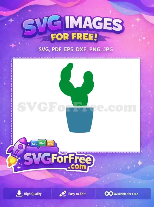 A vibrant free SVG of a charming green cactus in a blue pot, ideal for diverse design applications. Download now!