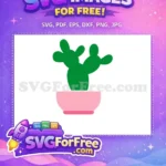 Free Green Cactus Plant Free Pink Pot Cartoon Clipart Free SVG - Instant Download
