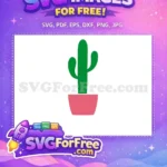Free Green Saguaro Cactus Free Pink Pot Silhouette Free SVG - Instant Download