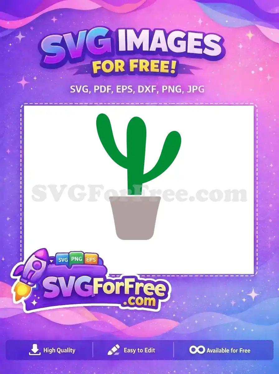 A free minimalist green cactus in a grey pot, a versatile vector graphic for diverse design projects. This free design is perfect for nature themes.