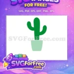 Free Dark Green Cactus Free Light Green Pot Simple Cartoon Free SVG - Instant Download
