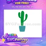 Free Green Saguaro Cactus Free Teal Flower Pot Desert Plant Free SVG - Instant Download