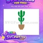 Free Green Saguaro Cactus Free Brown Clay Pot Desert Plant Design Free SVG - Instant Download