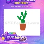 Free Green Prickly Pear Cactus Free Brown Pot Houseplant Free SVG - Instant Download