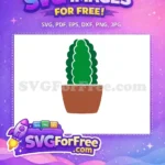 Free Layered Green Cactus Free Brown Pot Potted Plant Free SVG - Instant Download