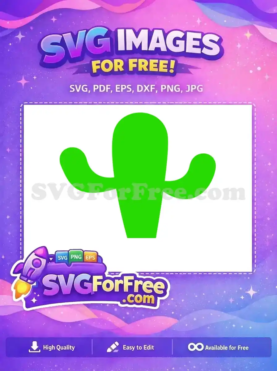 This free cactus SVG showcases a vibrant green, minimalist design, ready for your creative projects. A fantastic free download!
