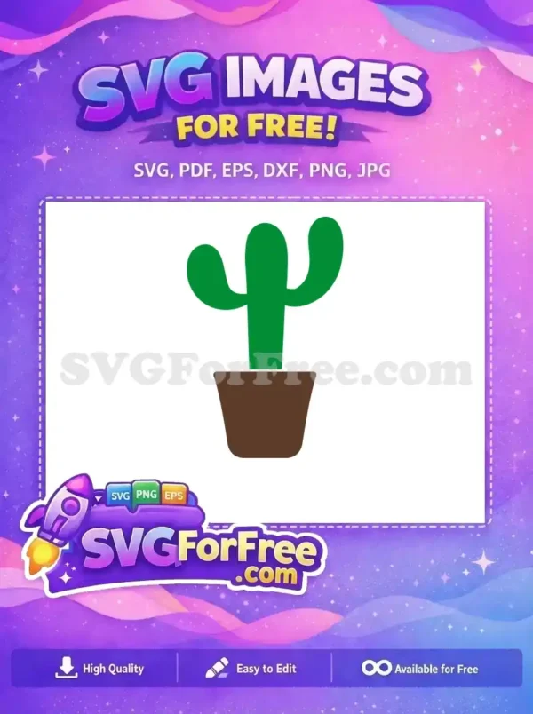 A vibrant free green potted cactus SVG, ideal for diverse crafting and digital projects. This is a versatile free design.