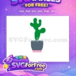 Free Green Potted Cactus Free Gray and Pink Pot Simple Minimalist Plant Free SVG - Instant Download