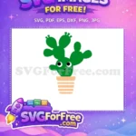 Free Smiling Green Cactus Free Striped Terracotta Pot Happy Plant Free SVG 1 - Instant Download