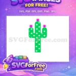 Free Green Cactus with Stars Free Pink Flowers Saguaro Free SVG - Instant Download