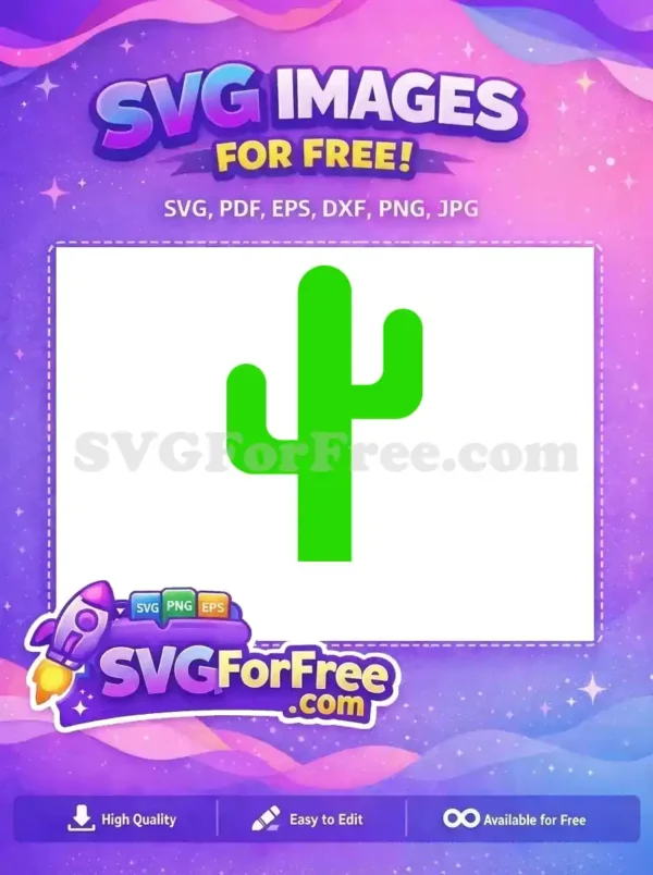 Free Cactus SVG Icon: Desert Charm for Your Designs! A free vibrant green saguaro cactus icon, simple and modern, ideal for digital projects. Free for all your creative needs.