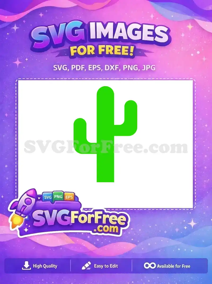 A free vibrant green saguaro cactus icon, simple and modern, ideal for digital projects. Free for all your creative needs.