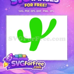 Free Cactus SVG Design – Your Go-To Free Desert Icon! A bright green, simple stylized cactus vector, offered as a completely free design for digital crafts and projects.