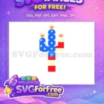 Free American Flag Cactus Free with Orange Flowers 4th of July Free SVG - Instant Download