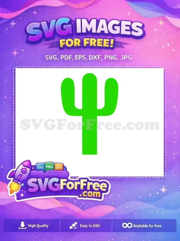 Free Cactus SVG Design: Vibrant Green Desert Icon! A simple, bold green cactus icon, representing a free and versatile desert plant SVG design for various uses.