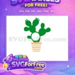 Free Green Potted Cactus Free Striped Terracotta Pot Desert Succulent Plant Free SVG - Instant Download