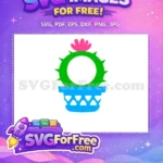 Free Green Cactus with Pink Flower Free Blue Geometric Pot Cactus SVG Free SVG - Instant Download