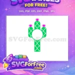 Free Green Cactus Monogram Free Pink Flowers Quatrefoil Pattern Design Free SVG - Instant Download