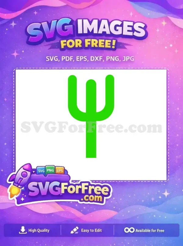 A free minimalist green Psi symbol or stylized trident vector graphic. This clean, modern design is a completely free download.