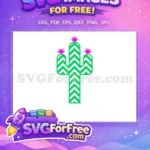 Free Green Chevron Cactus Free Pink Flower Accents Saguaro Free SVG - Instant Download