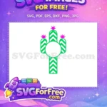 Free Green Chevron Cactus Free Pink Flowers Monogram Cactus Free SVG - Instant Download