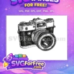 Free Vintage Camera Detailed Lens Free Monochrome Retro Design Free SVG - Instant Download