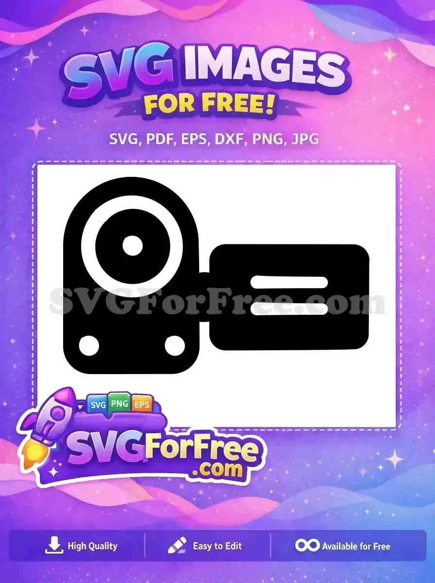 Discover this free camcorder icon, a versatile black and white SVG perfect for your creative digital projects.