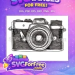 Free Vintage Camera Silhouette Free Detailed Monochrome Photography Free SVG - Instant Download