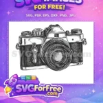Free Vintage Black and White Free Detailed Lens Camera Silhouette Free SVG - Instant Download