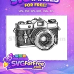 Free Vintage Camera Silhouette Free Classic Textured Body Camera Free SVG - Instant Download