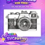 Free Vintage Camera Silhouette Free Monochrome Textured Body Retro Photography Free SVG - Instant Download