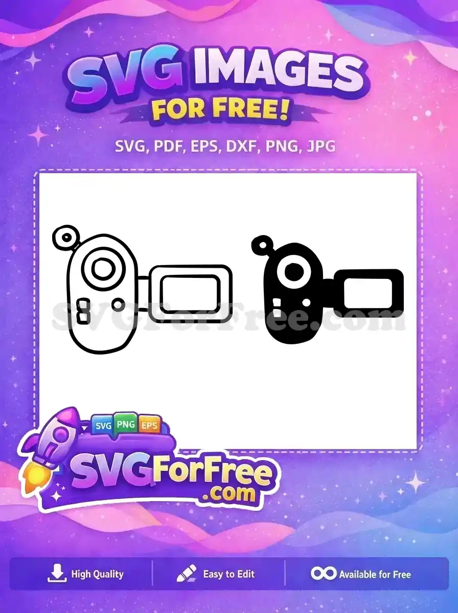 A crisp free outline camcorder icon, perfect for diverse creative projects, offering a clean, adaptable free design for users.