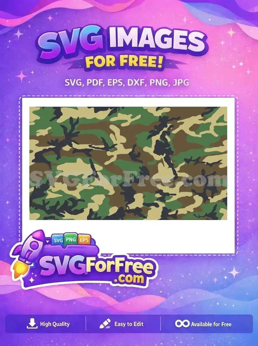 Free woodland camouflage pattern, ideal for military themes or outdoor projects, featuring green, brown, tan, and black shapes.