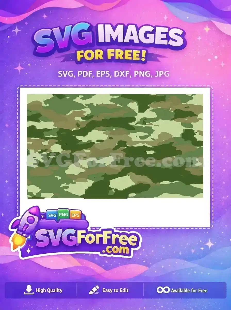 Detailed free military camouflage pattern featuring varied green and brown tones. A versatile free vector design for projects.