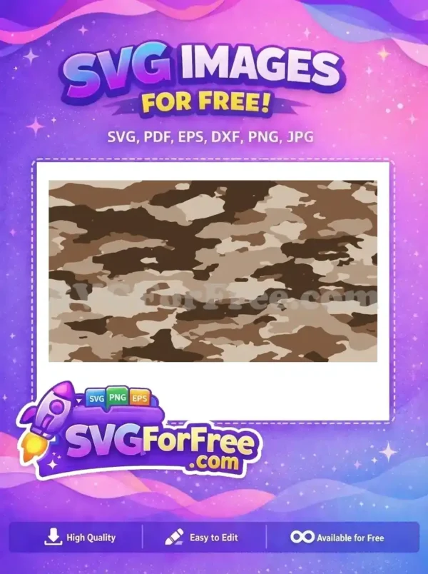 Free desert camouflage pattern SVG, featuring earthy brown and tan shades for rugged, tactical designs.