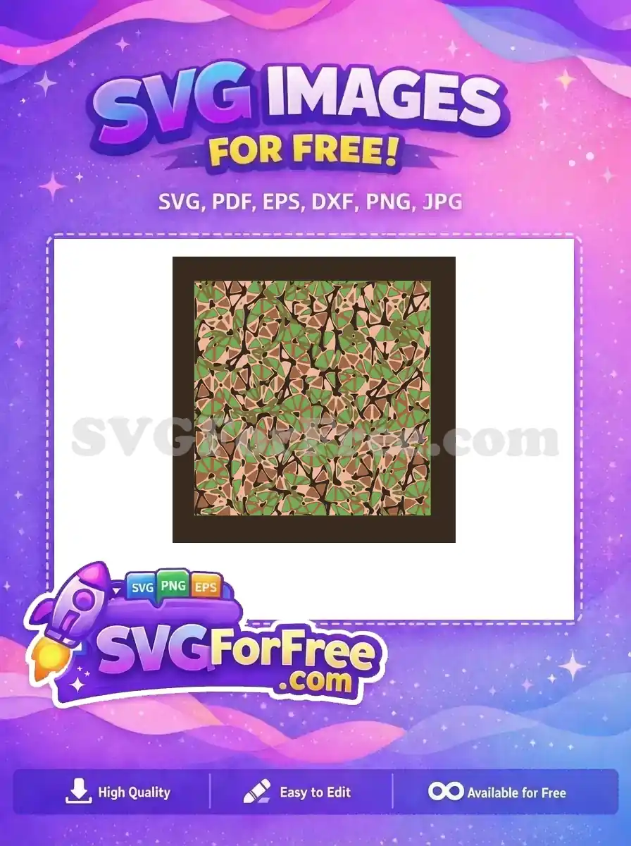 A free abstract organic pattern SVG, featuring interconnected green, brown, and pink shapes with dark outlines. Perfect for free digital projects.