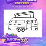 Free Pop-Top Camper Free Minimalist Line Art Camper Trailers Free SVG - Instant Download