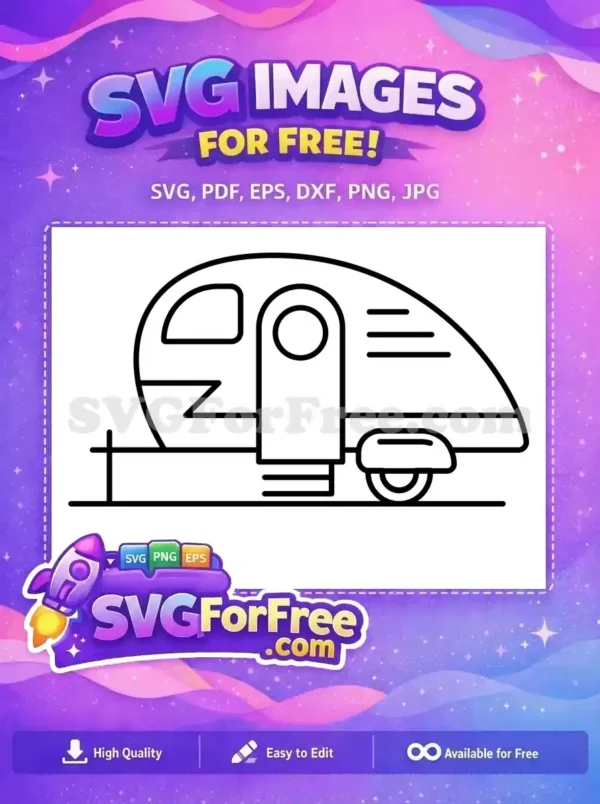 Discover this free teardrop camper SVG design, perfect for adventure-themed crafts and digital projects. A unique free vector.