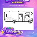 Free Camper Trailer Icon Free Line Art Design Recreational Vehicle Free SVG - Instant Download