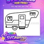 Free Vintage Camper Trailer Free Simple Line Art Camping Icon Free SVG - Instant Download