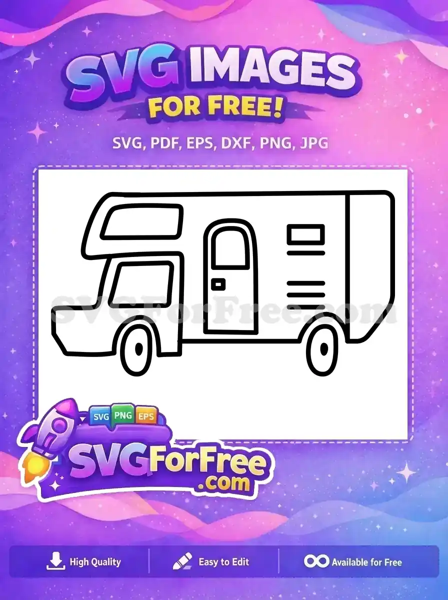 A free outline SVG of a classic camper van, ideal for crafting and digital projects. Get this free design now!