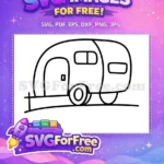 Free Retro Camper Trailer Free Line Art Camping Icon Free SVG - Instant Download