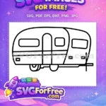 Free Line Art Camper Free Retro Trailer Icon Camper Trailers Free SVG - Instant Download