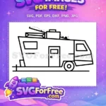 Free Camper Trailer Icon Free Black Line Art Camping Set Free SVG - Instant Download
