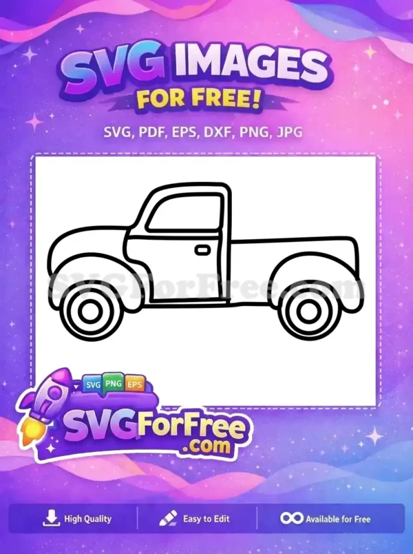 A free delightful vintage pickup truck SVG outline, perfect for crafters and designers seeking free cut files.