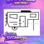 Free Black Line Art Camper Free Recreational Vehicle Icon Free SVG - Instant Download