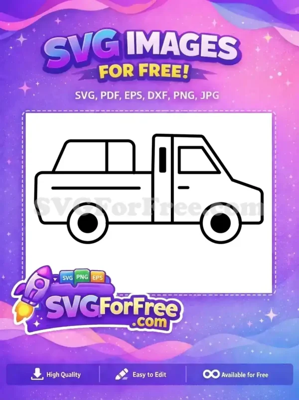 Free Pickup Truck SVG Icon – Versatile Free Vector Design Detailed free line art SVG of a classic pickup truck, side view. An essential free vector icon for transportation themes.